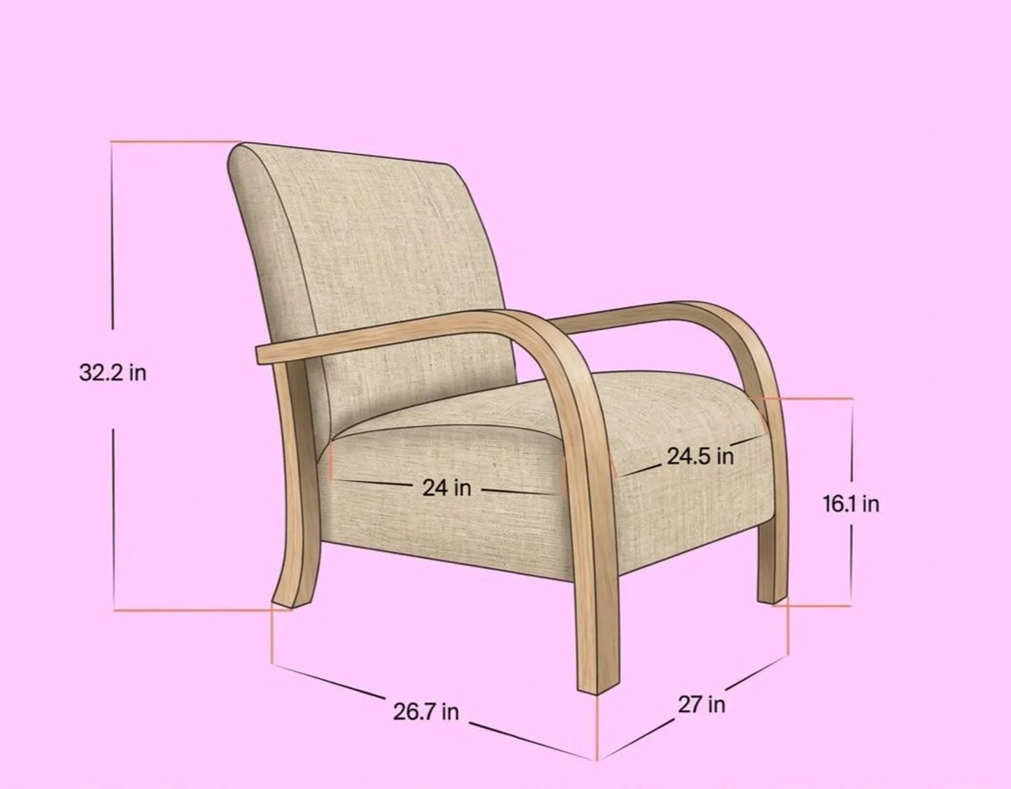 Bouclé Walnut Armchair – Handmade Luxury Accent Chair