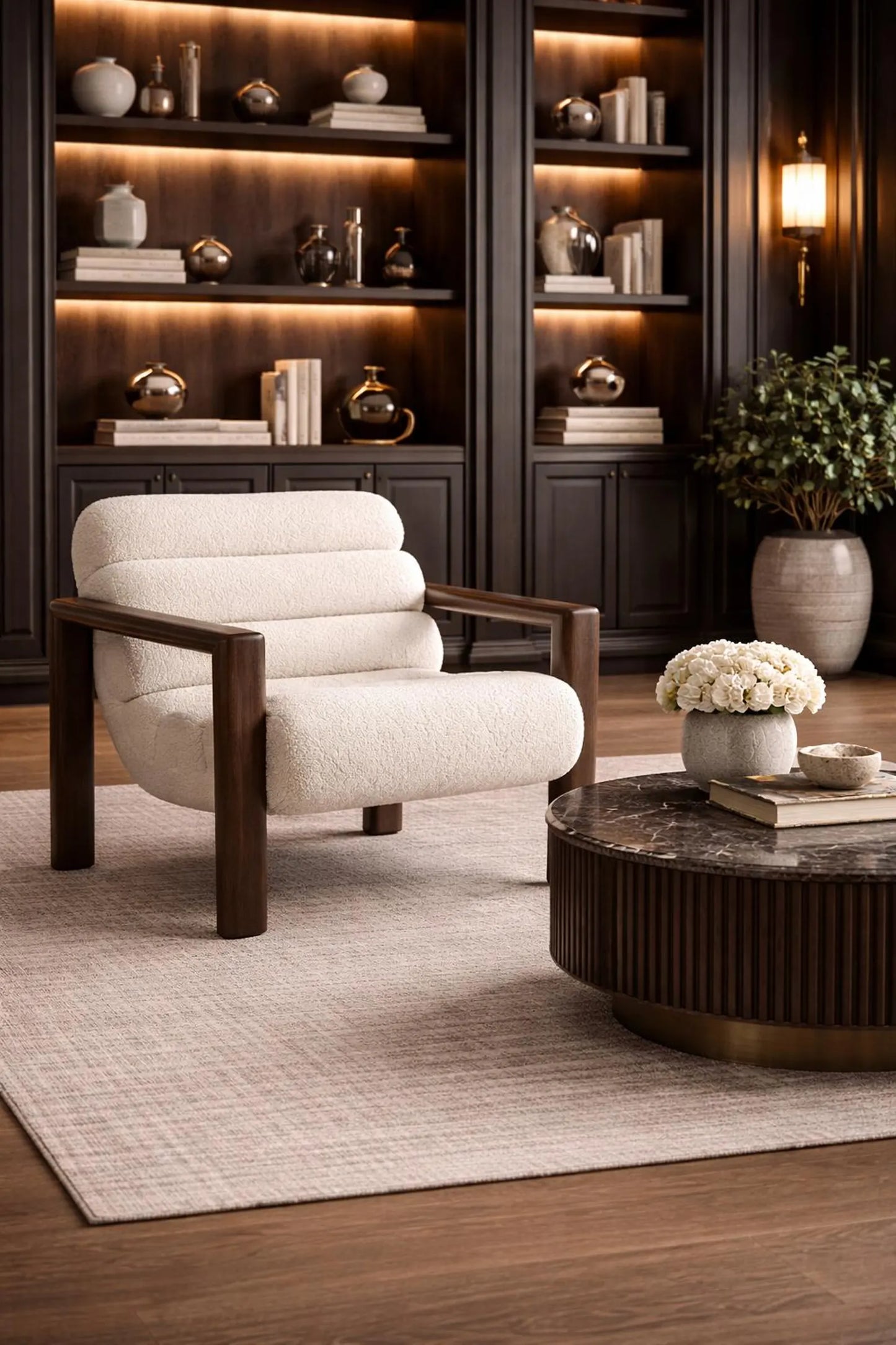 Luxury Bouclé Sculptural Accent Chair