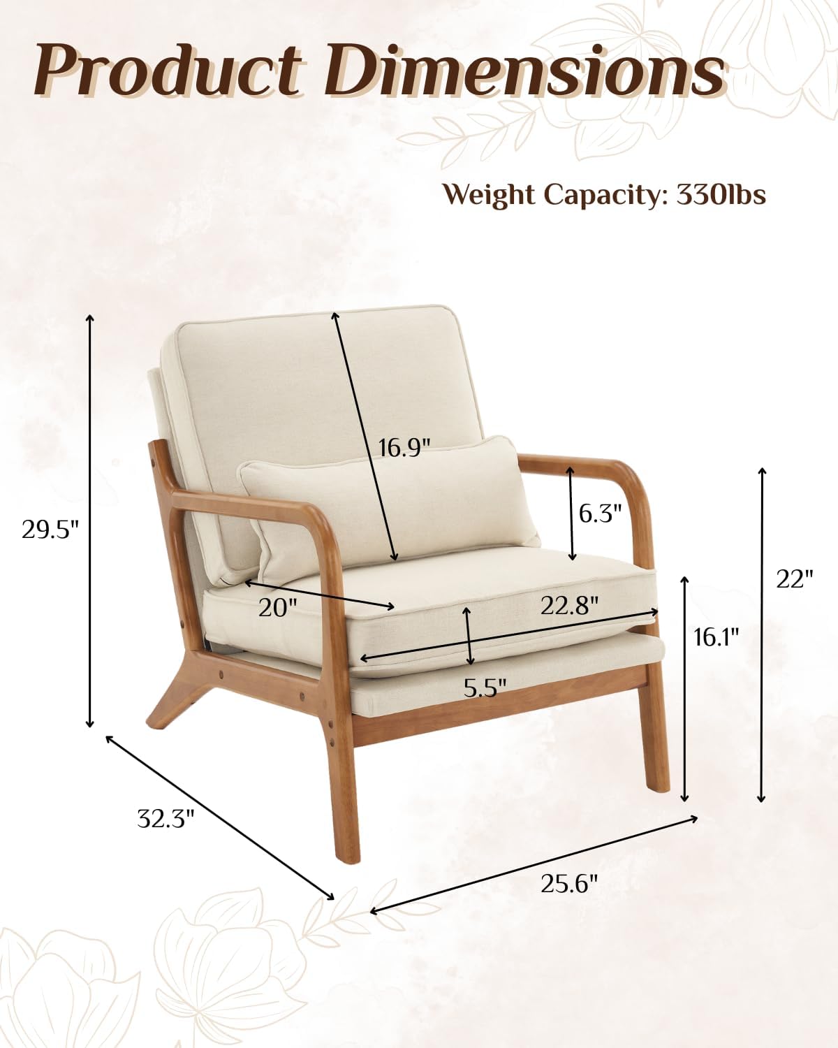 Beige Walnut Accent Chair
