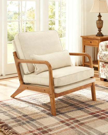 Beige Walnut Accent Chair