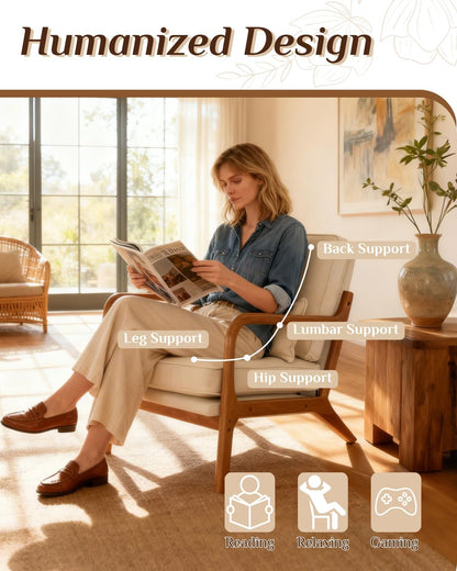 Beige Walnut Accent Chair