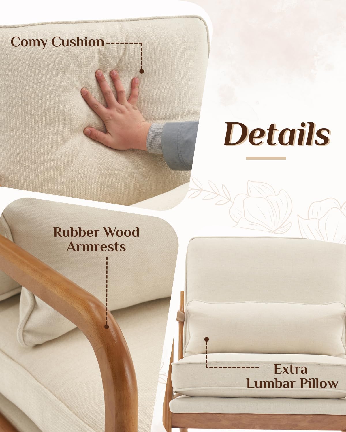 Beige Walnut Accent Chair