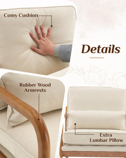 Beige Walnut Accent Chair