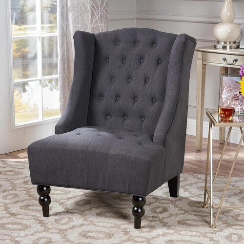The Toddman High-Back Wingback Chair in Matte Charcoal