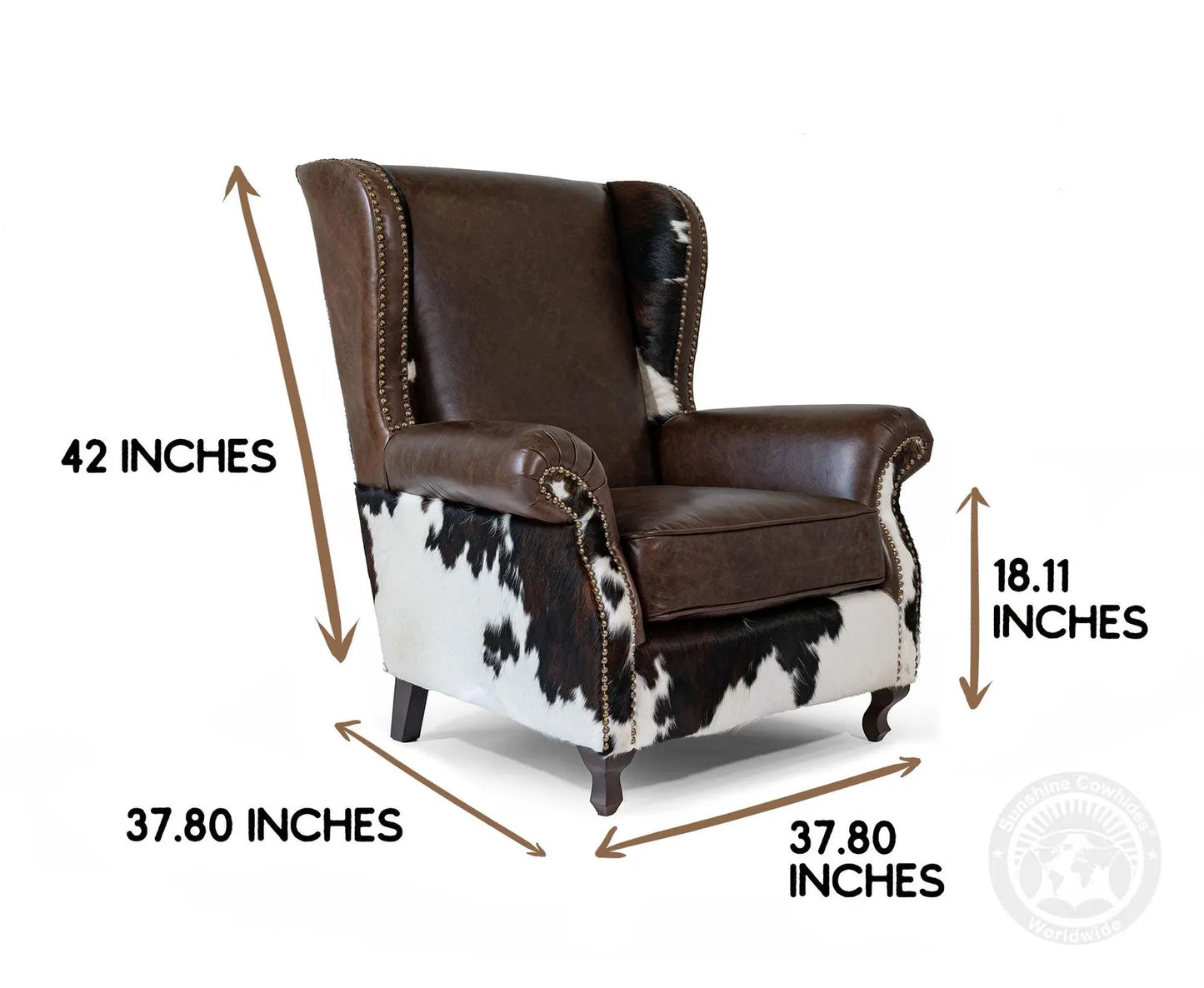 Leather & Cowhide Rustic Wingback Chair