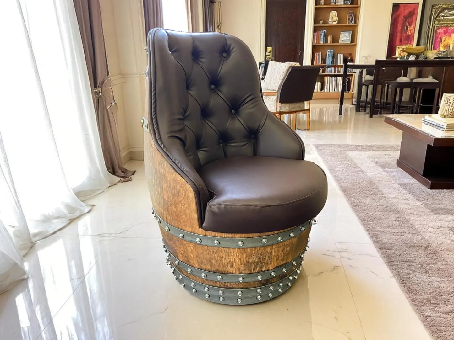 Oak Barrel Captain Chair