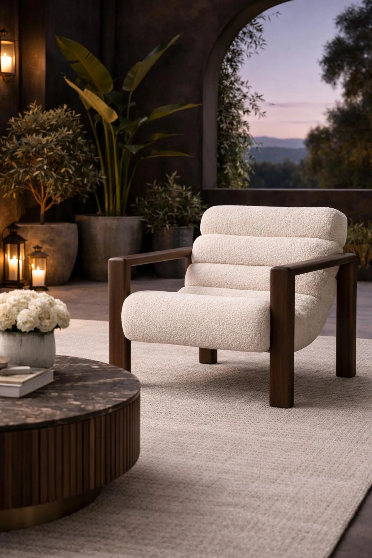 Luxury Bouclé Sculptural Accent Chair