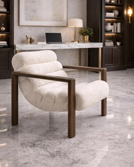 Luxury Bouclé Sculptural Accent Chair