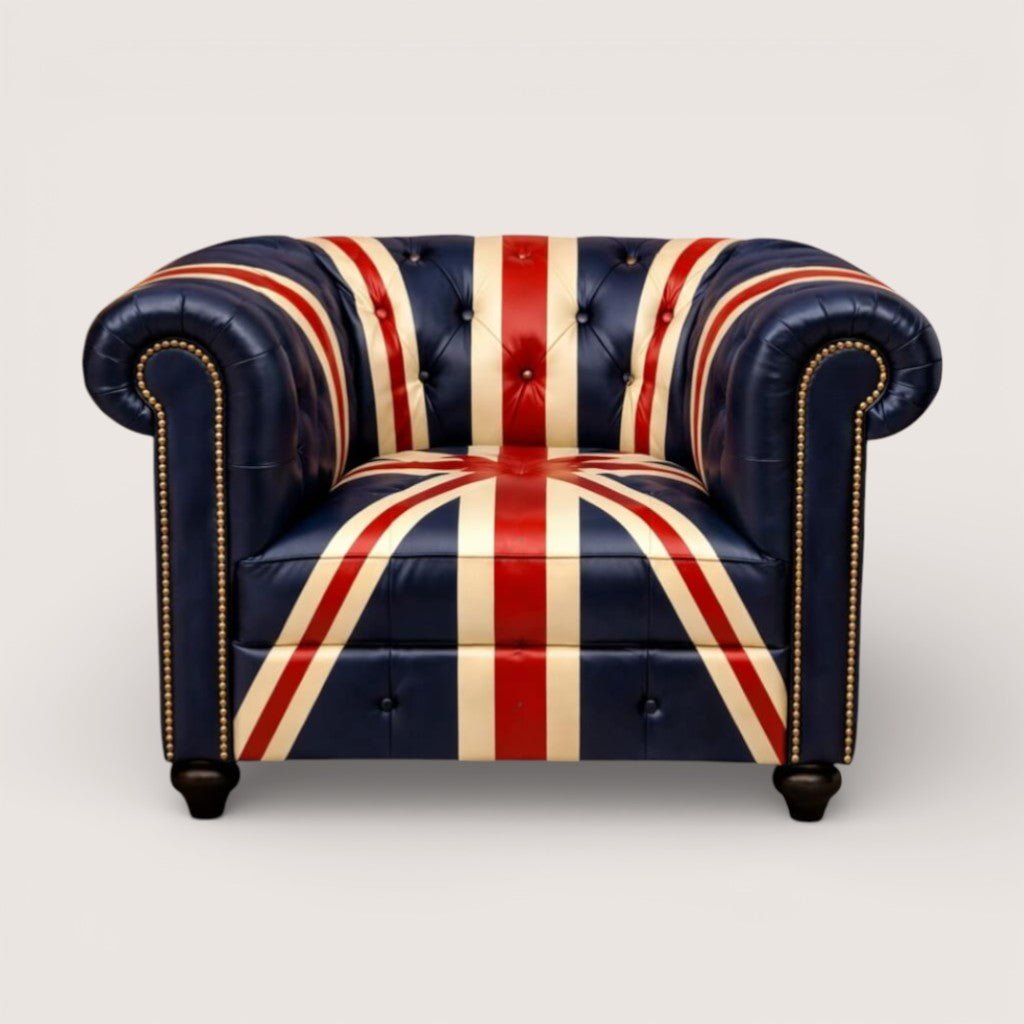 Kingsford – Union Jack Special Edition Hand Painted Top Grain Buffalo Leather Sofa
