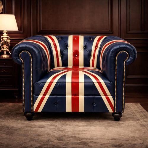 Kingsford – Union Jack Special Edition Hand Painted Top Grain Buffalo Leather Sofa