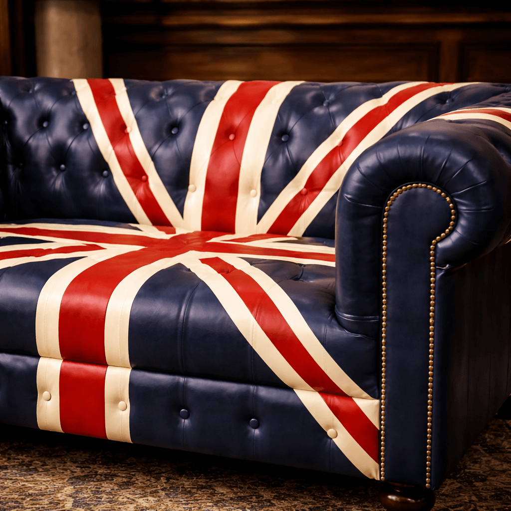 Kingsford – Union Jack Special Edition Hand Painted Top Grain Buffalo Leather Sofa