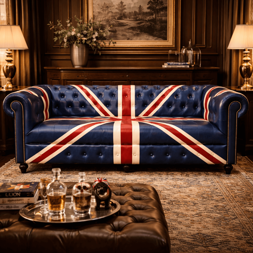 Kingsford – Union Jack Special Edition Hand Painted Top Grain Buffalo Leather Sofa