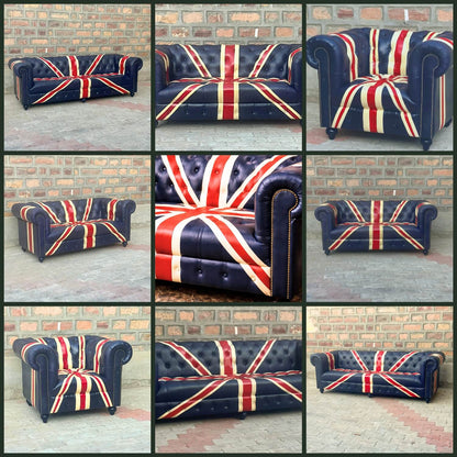 Kingsford – Union Jack Special Edition Hand Painted Top Grain Buffalo Leather Sofa